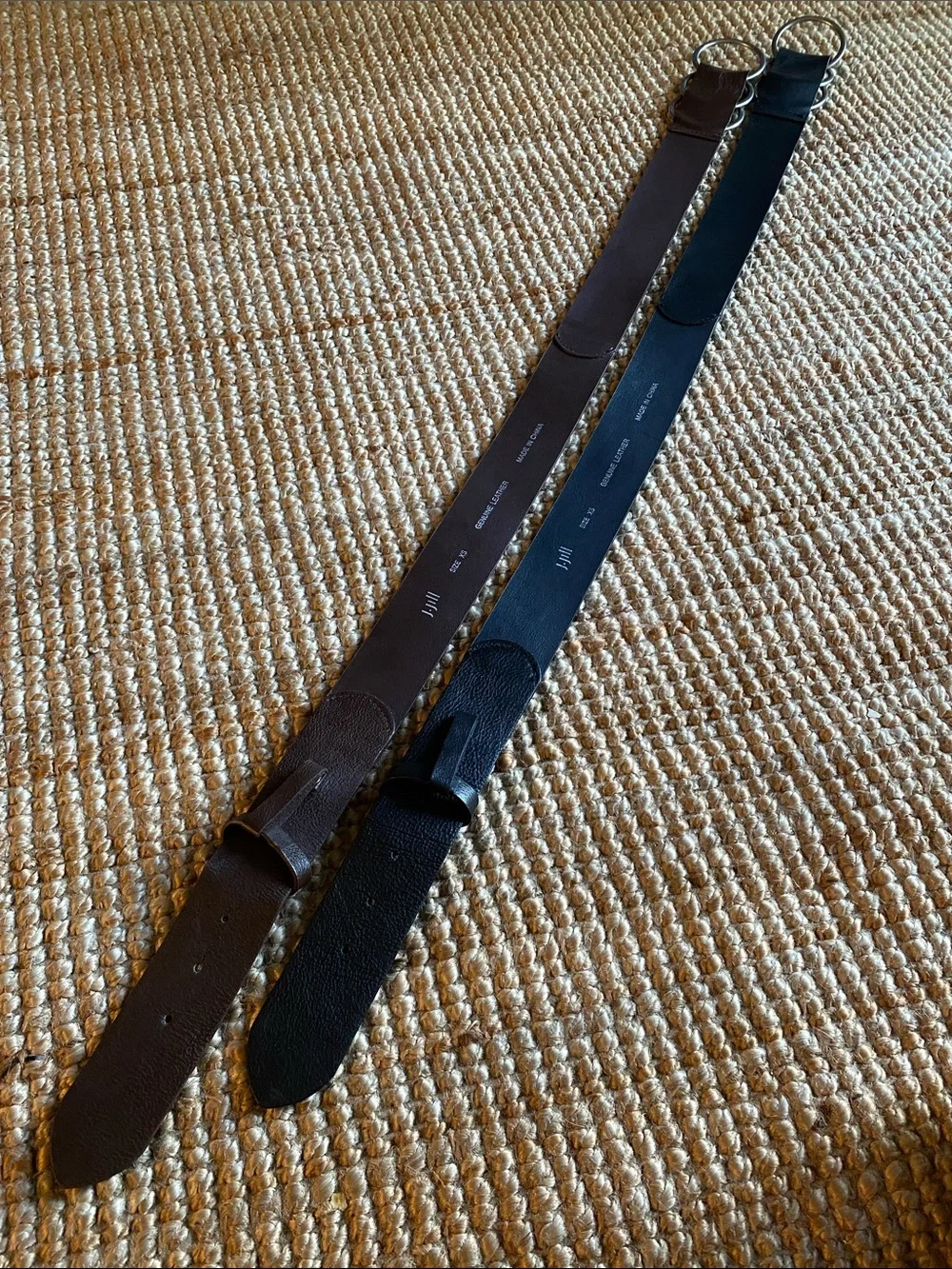 J. Jill Leather Triple-Ring Belt in Black and Brown. **Genuine Leather**